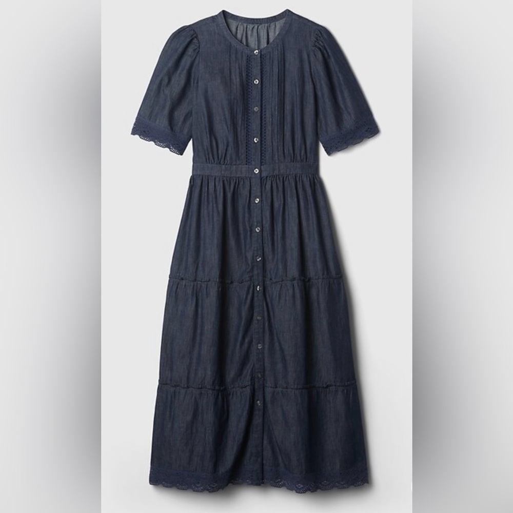 Gap lace denim midi dress